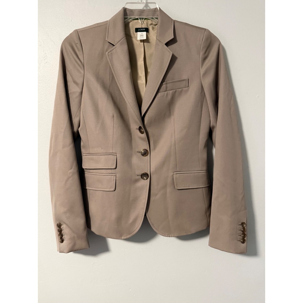 J.Crew Womens 100% Wool 3-Button Blazer Jacket‎ Taupe Tan Size T6 6 Tall Japan